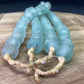 Glass Bead - Ice Blue Recycled Glass Beads African Trade Beads, Sea Glass Style, 2 Strands by The Old Grainery (African, B...