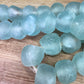 Home Goods - Ice Blue Recycled Glass Beads African Trade Beads, Sea Glass Style, 3 Strands by The Old Grainery (African, B...