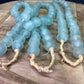 Home Goods - Ice Blue Recycled Glass Beads African Trade Beads, Sea Glass Style, 3 Strands by The Old Grainery (African, B...