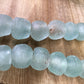 Home Goods - Ice Blue Recycled Glass Beads African Trade Beads, Sea Glass Style, 3 Strands by The Old Grainery (African, B...