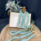 Home Goods - Ice Blue Recycled Glass Beads African Trade Beads, Sea Glass Style, 4 Strands by The Old Grainery (African, B...