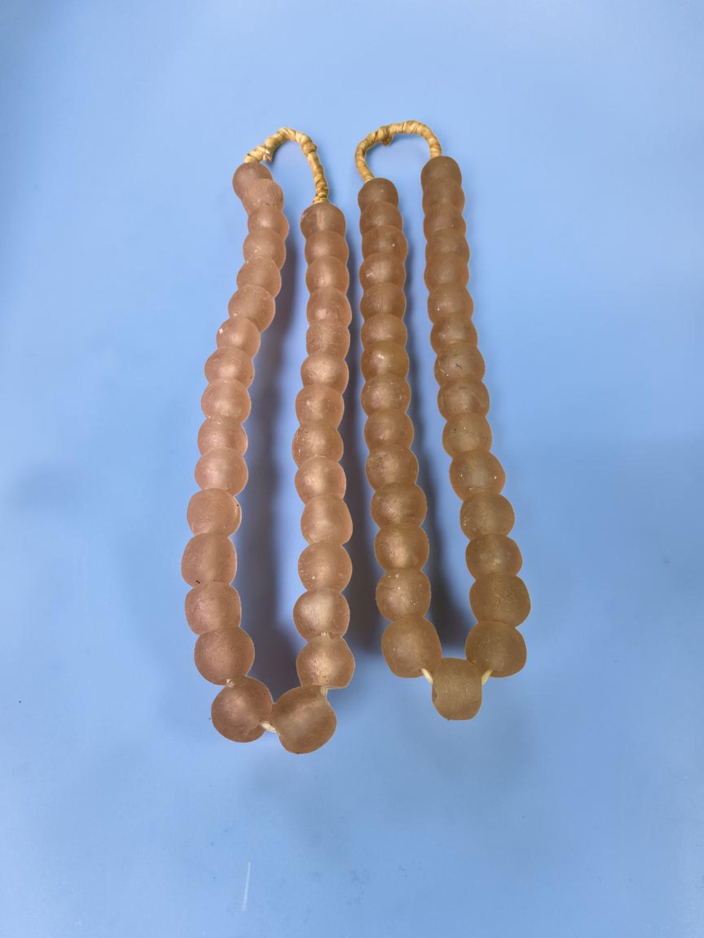 Home Goods - Pale Pink Recycled Glass Beads African Trade Beads, Sea Glass Style, 2 Strands by The Old Grainery (African,...