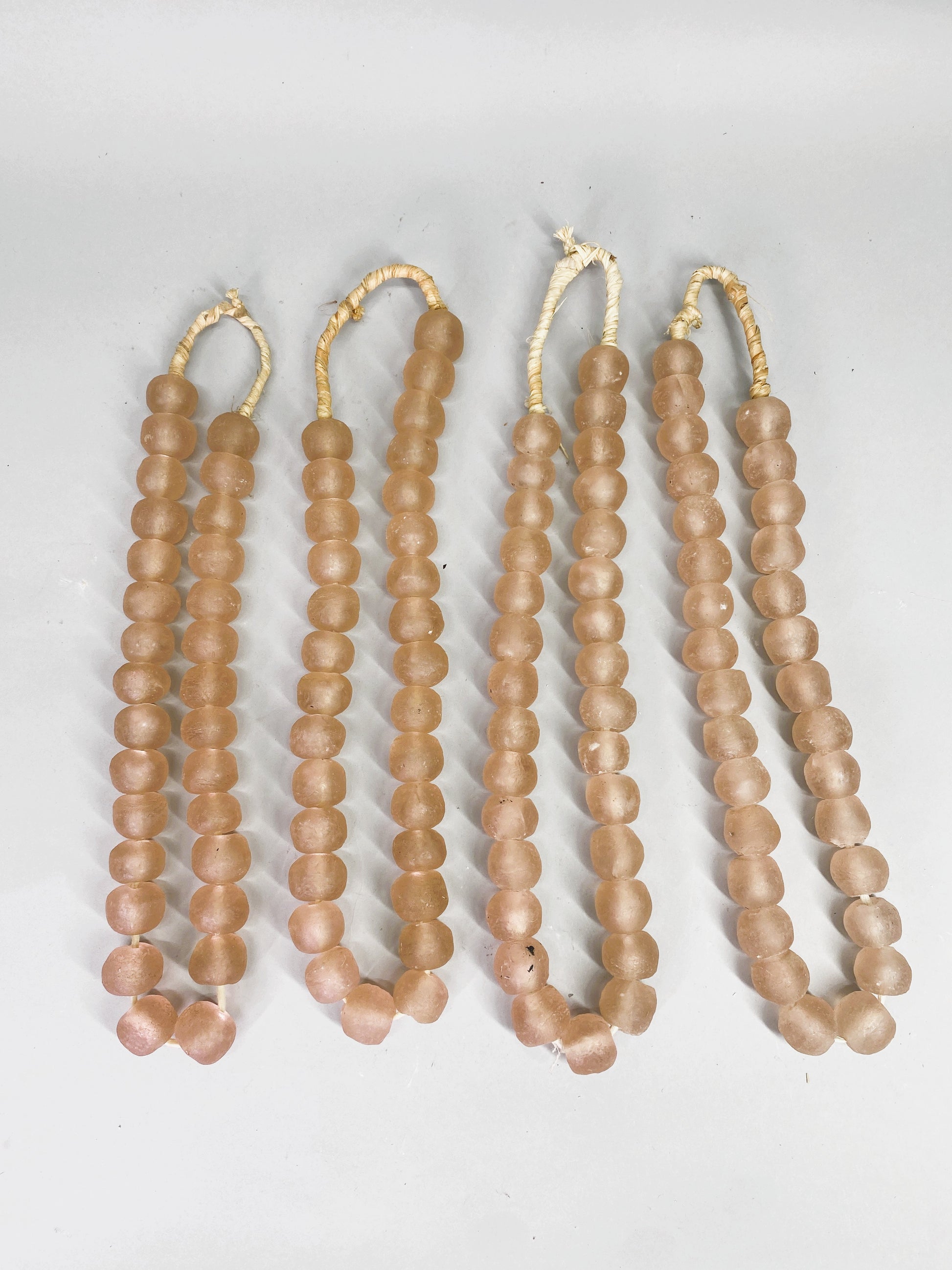 Home Goods - Pale Pink Recycled Glass Beads African Trade Beads, Sea Glass Style, 4 Strands by The Old Grainery (African,...