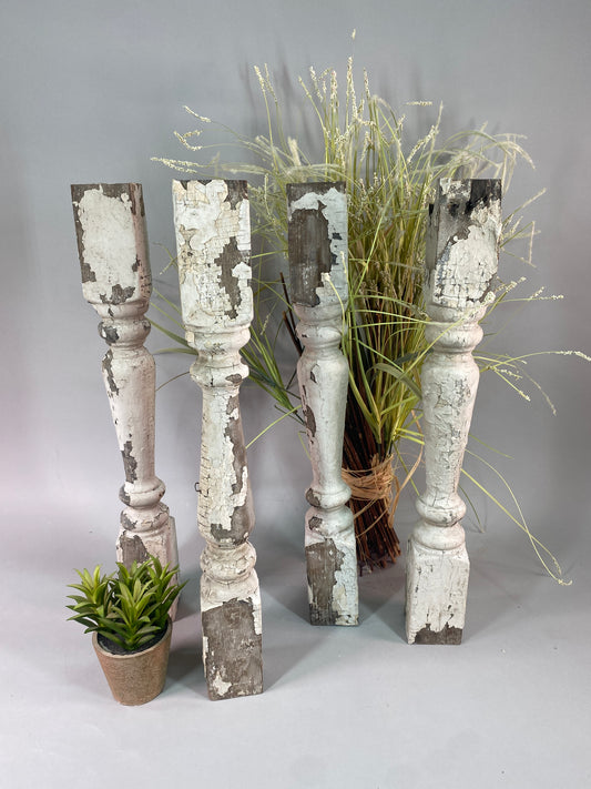 Balusters - 4 White Wood Balusters Reclaimed Spindles Porch Post House Trim A59 by The Old Grainery (Architectural, Candle...