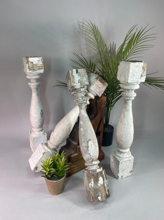Balusters - 4 White Wood Balusters Reclaimed Spindles Porch Post House Trim A61 by The Old Grainery (Architectural, Candle...