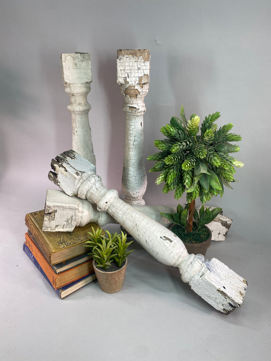 Balusters - 4 White Wood Balusters Reclaimed Spindles Porch Post House Trim A54 by The Old Grainery (Architectural, Carpen...