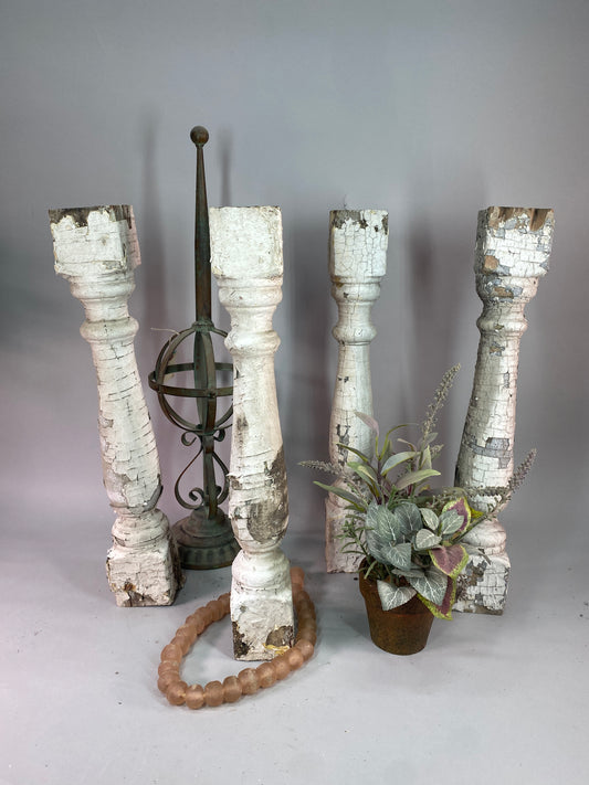 Balusters - 4 White Wood Balusters Reclaimed Spindles Porch Post House Trim A55 by The Old Grainery (Architectural, Carpen...