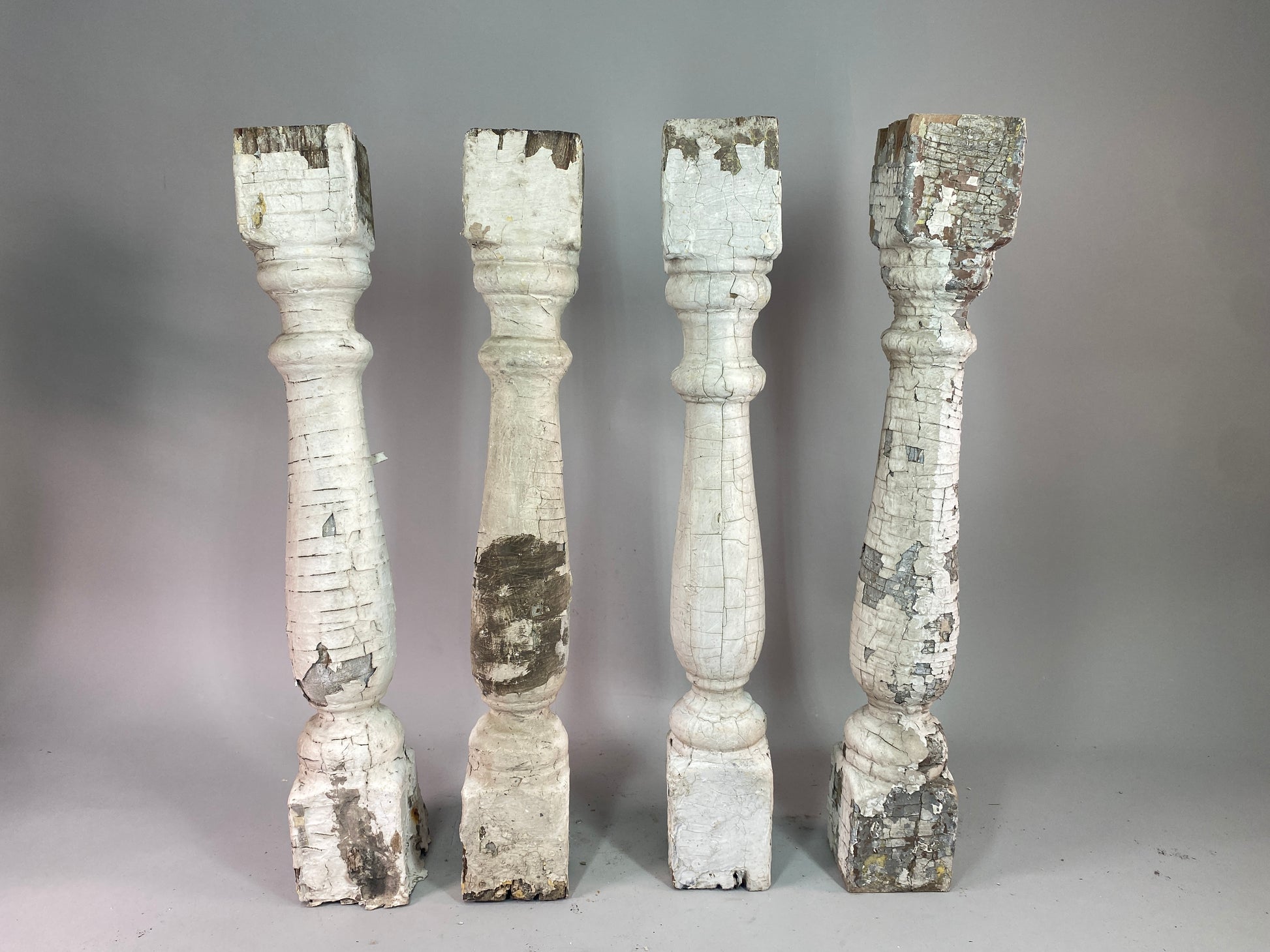 Balusters - 4 White Wood Balusters Reclaimed Spindles Porch Post House Trim A55 by The Old Grainery (Architectural, Carpen...