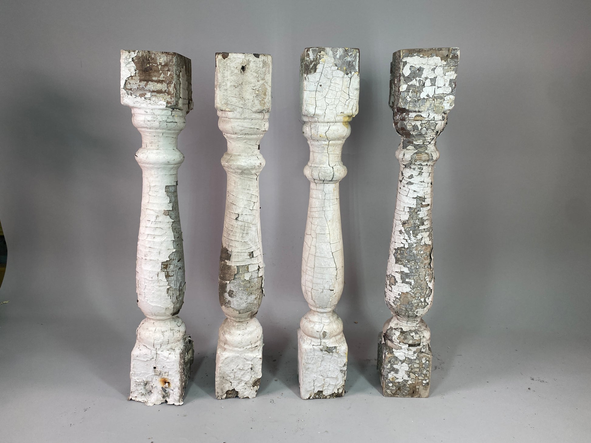 Balusters - 4 White Wood Balusters Reclaimed Spindles Porch Post House Trim A55 by The Old Grainery (Architectural, Carpen...
