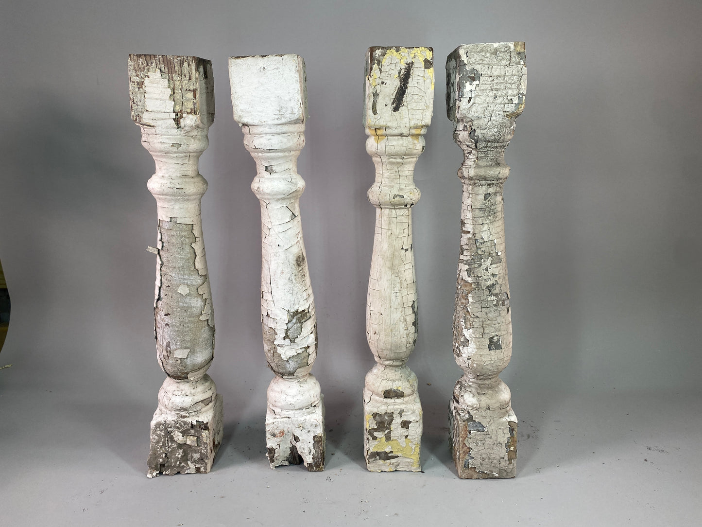 Balusters - 4 White Wood Balusters Reclaimed Spindles Porch Post House Trim A55 by The Old Grainery (Architectural, Carpen...
