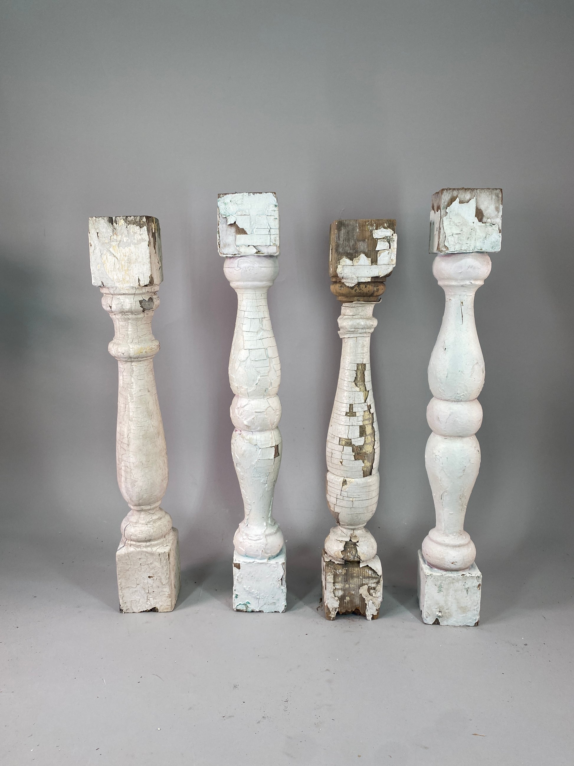 Balusters - 4 White Wood Balusters Reclaimed Spindles Porch Post House Trim A56 by The Old Grainery (Architectural, Carpen...