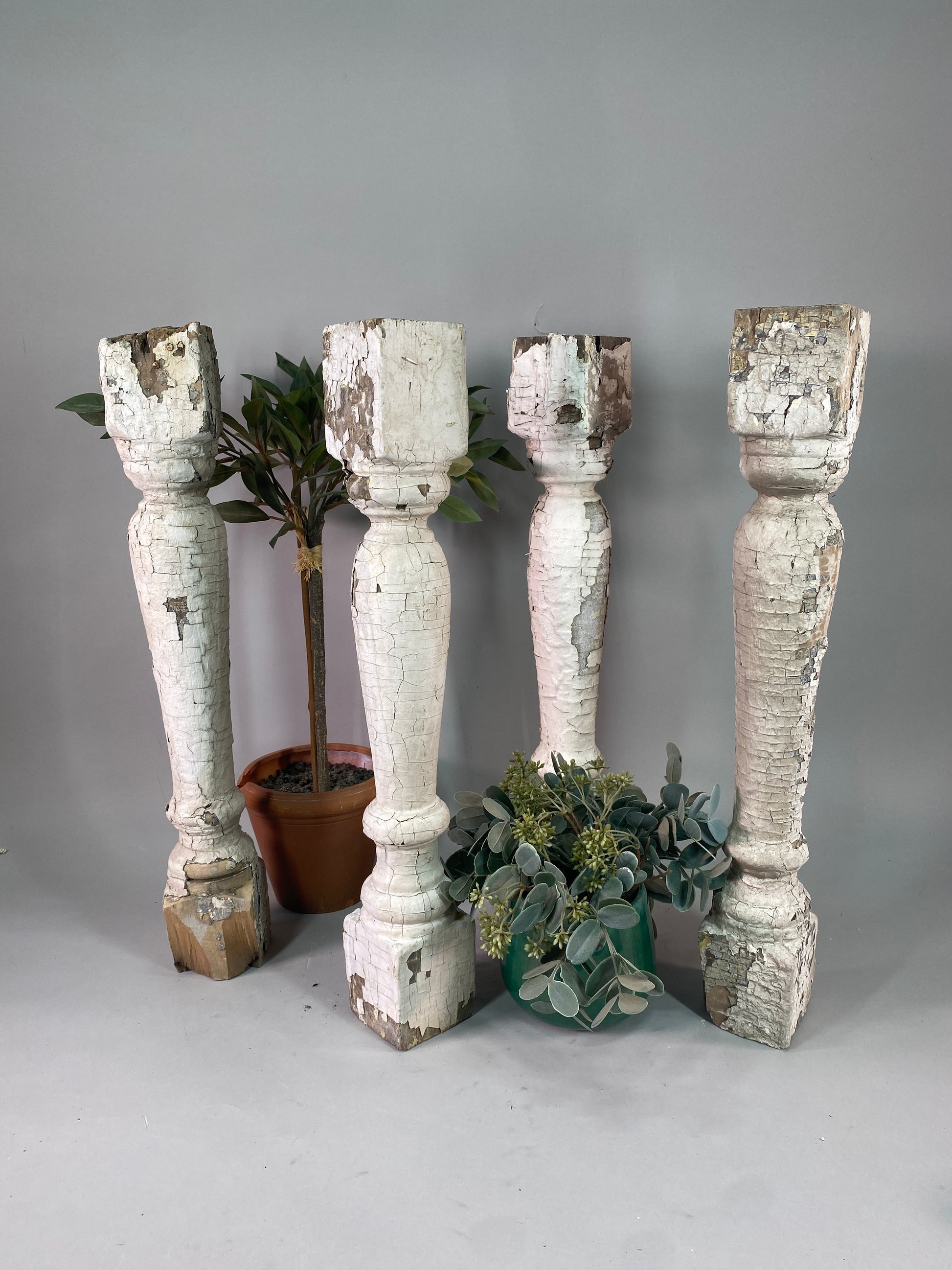 Balusters - 4 White Wood Balusters Reclaimed Spindles Porch Post House Trim A51 by The Old Grainery (Architectural, Carpen...