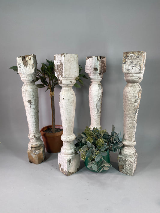 Balusters - 4 White Wood Balusters Reclaimed Spindles Porch Post House Trim A51 by The Old Grainery (Architectural, Carpen...