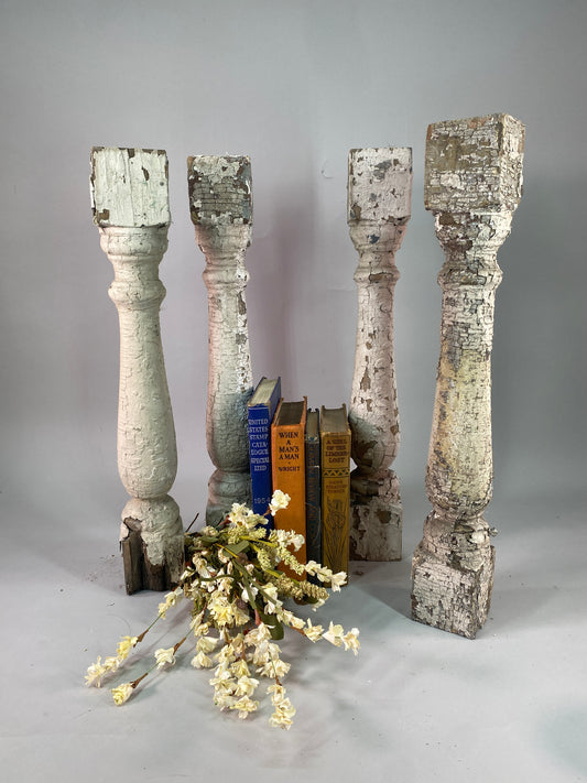 Balusters - 4 White Wood Balusters Reclaimed Spindles Porch Post House Trim A52 by The Old Grainery (Architectural, Carpen...