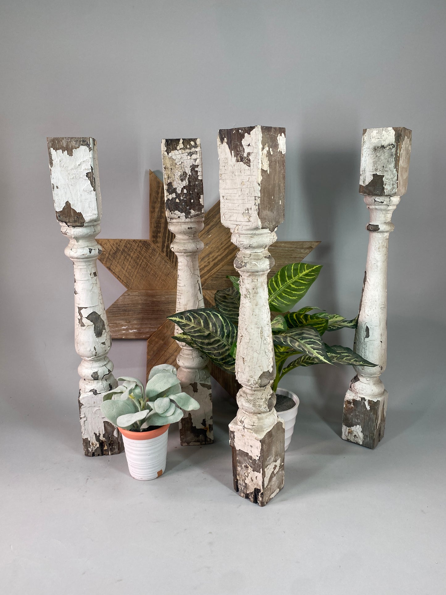 Balusters - 4 White Wood Balusters Reclaimed Spindles Porch Post House Trim A60 by The Old Grainery (Architectural, Candle...