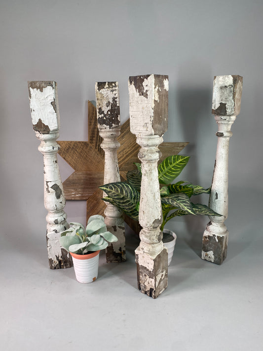 Balusters - 4 White Wood Balusters Reclaimed Spindles Porch Post House Trim A60 by The Old Grainery (Architectural, Candle...