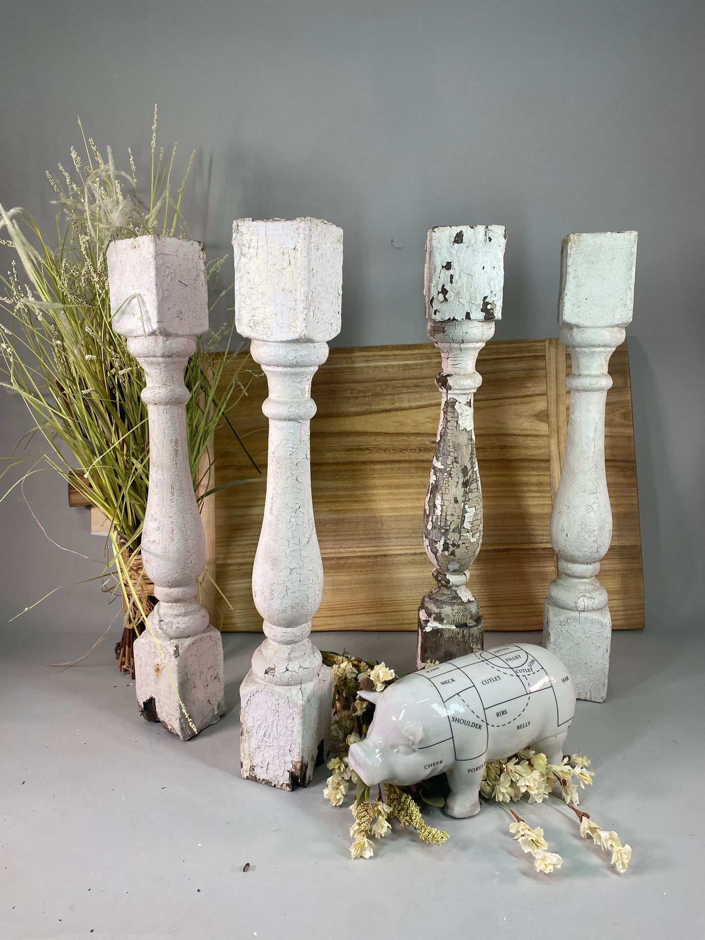 Balusters - 4 White Wood Balusters Reclaimed Spindles Porch Post House Trim A63 by The Old Grainery (Architectural, Candle...