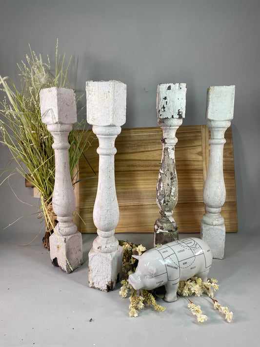 Balusters - 4 White Wood Balusters Reclaimed Spindles Porch Post House Trim A63 by The Old Grainery (Architectural, Candle...