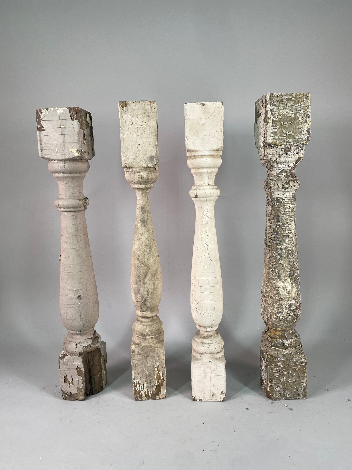 4 White Wood Balusters Reclaimed Spindles Porch Post House Trim A57