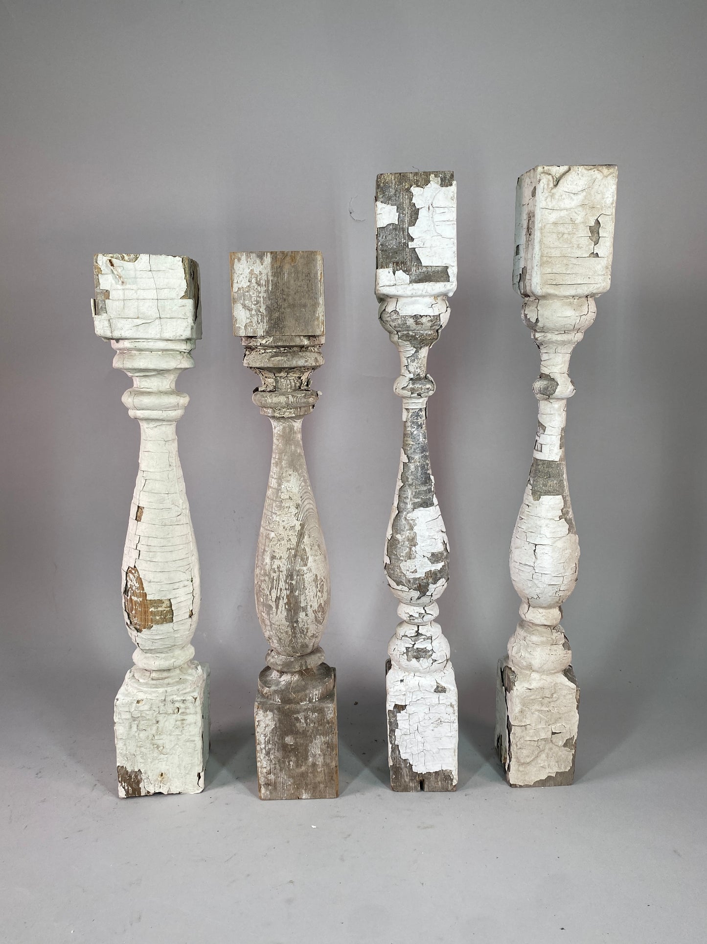 4 White Wood Balusters Reclaimed Spindles Porch Post House Trim A50