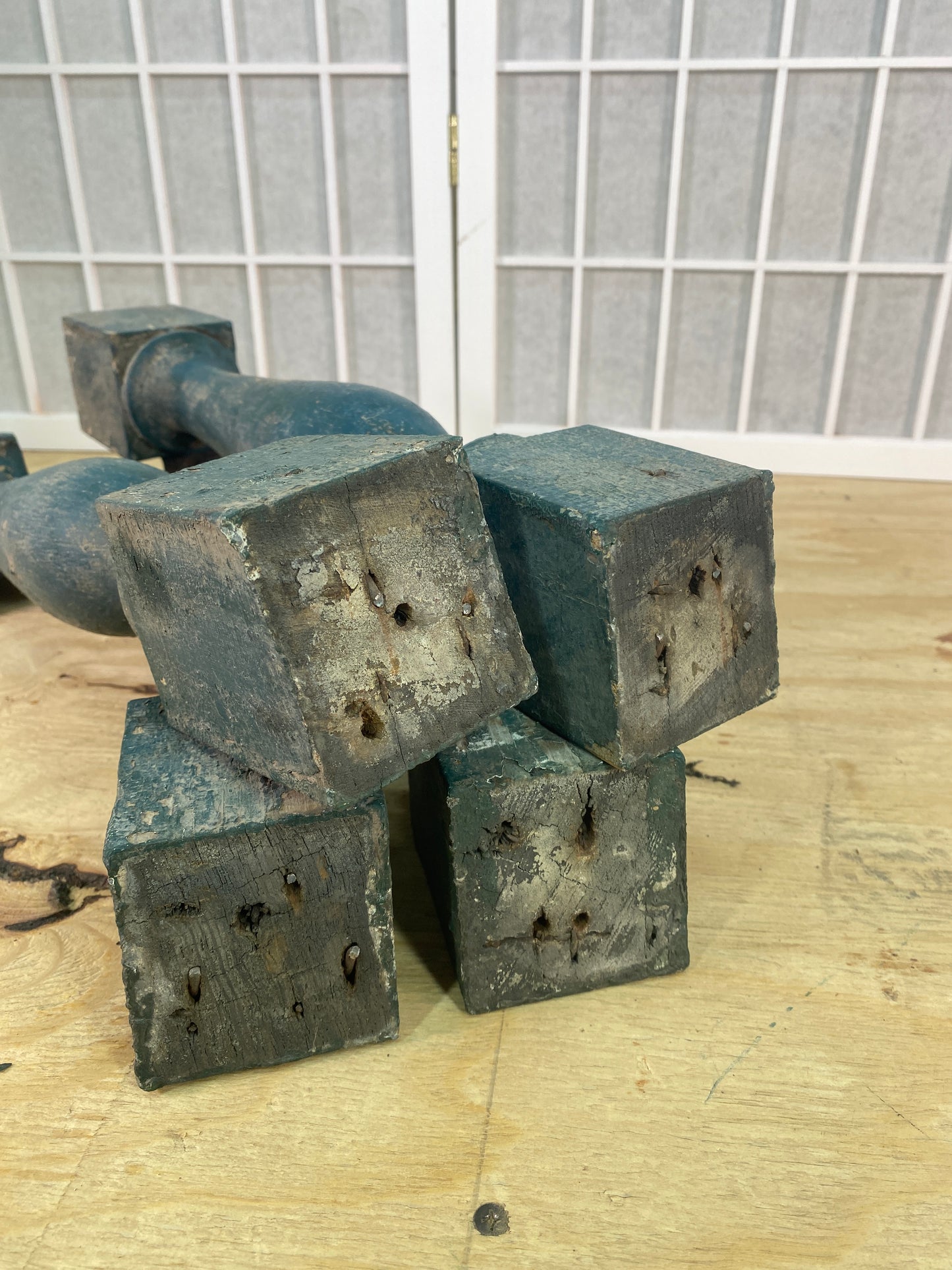 Balusters - 4 Vintage Green Wood Balusters, Reclaimed Spindles, Architectural Salvage, W by The Old Grainery (Architectura...