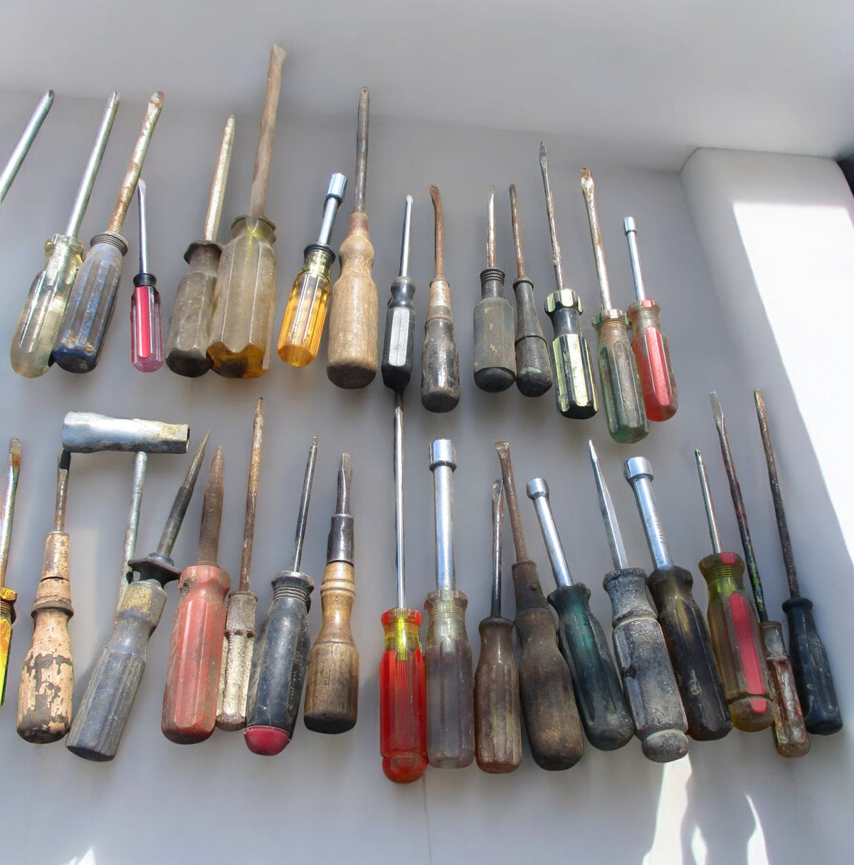First Screwdriver Lot of 48 Vintage Screwdrivers, Assorted Sizes, Flat and Phillips Head ...