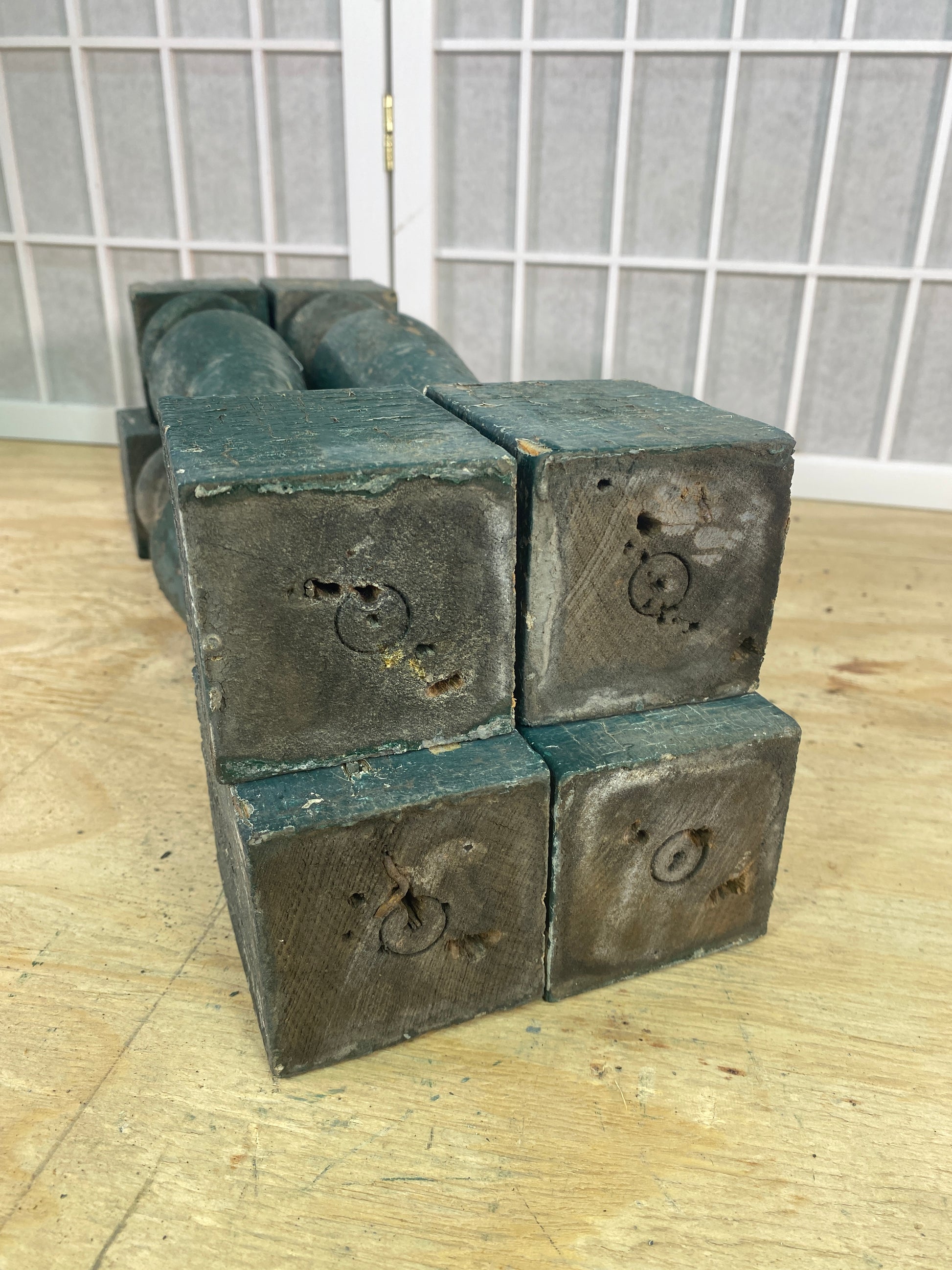 Balusters - 4 Vintage Green Wood Balusters, Reclaimed Spindles, Architectural Salvage, Z by The Old Grainery (Architectura...