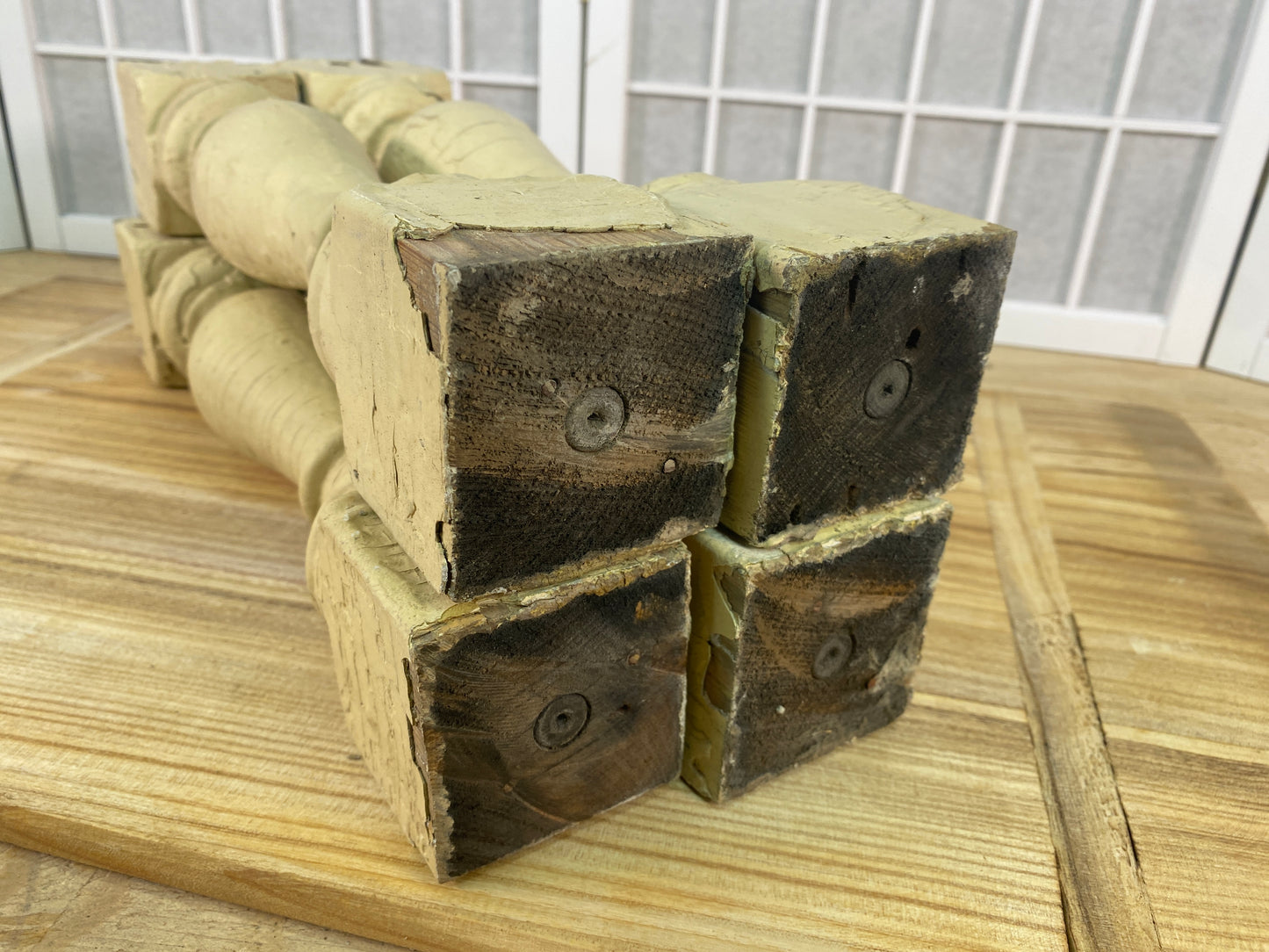 Balusters - 4 Rustic Cream Wood Balusters Architectural Salvage Spindles Porch Trim, E by The Old Grainery (art and craft,...