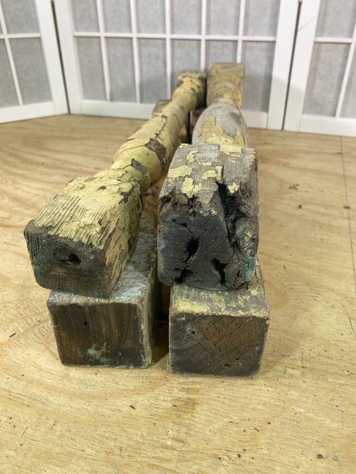 Balusters - 4 Vintage Yellow Wood Balusters, Reclaimed Spindles, Architectural Salvage, A26 by The Old Grainery (balusters...