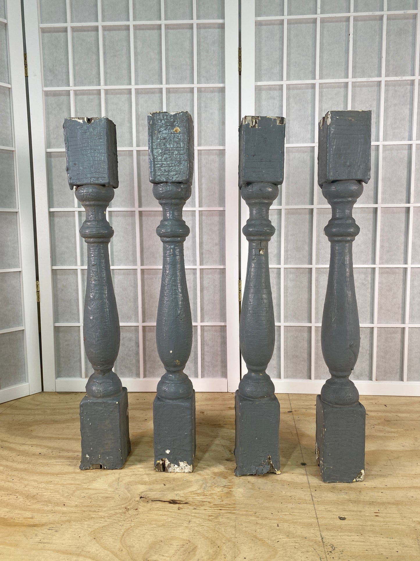 Balusters - 4 Vintage Gray Wood Balusters, Reclaimed Spindles, Architectural Salvage, A by The Old Grainery (Architectural...