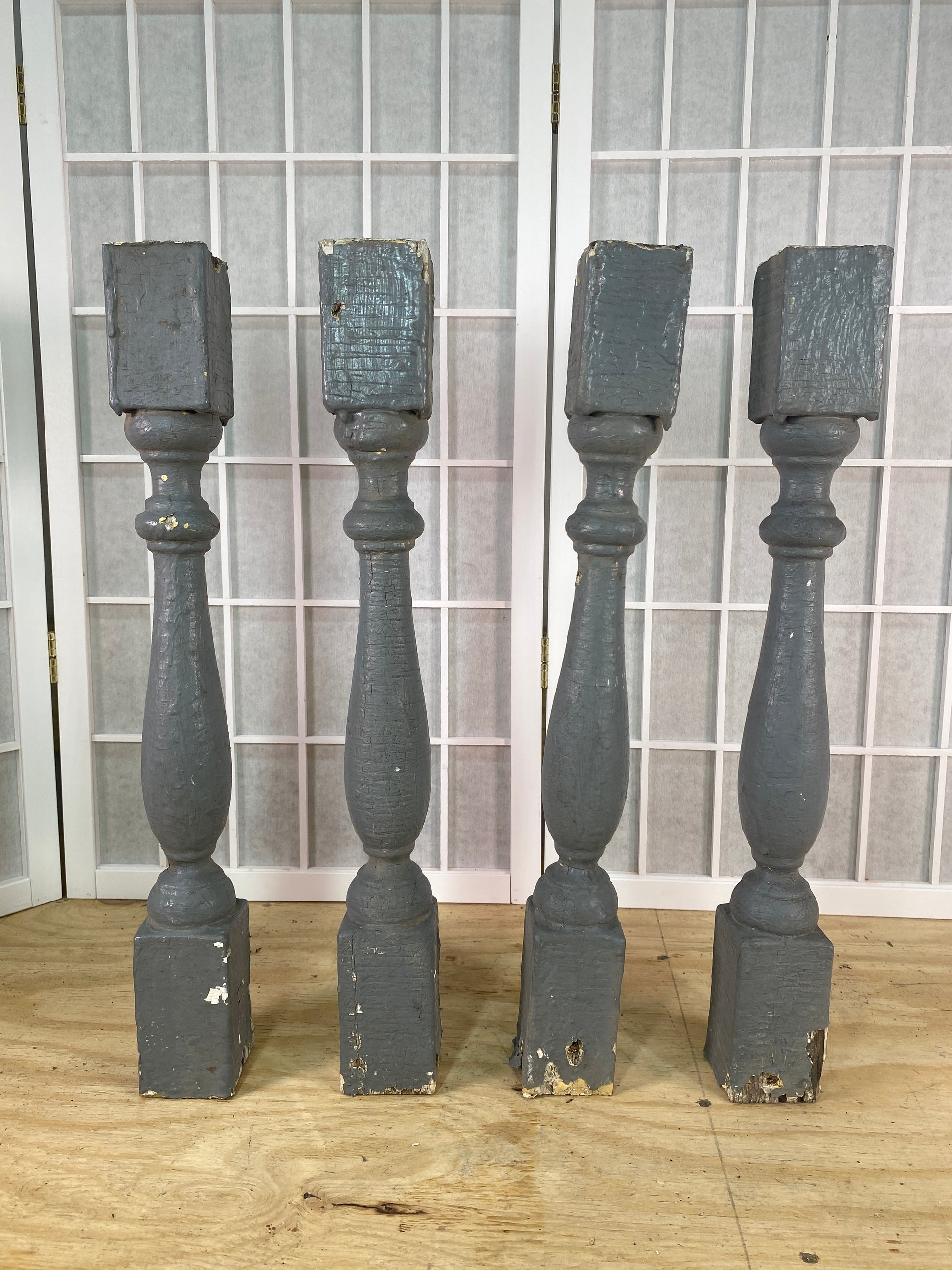 Balusters - 4 Vintage Gray Wood Balusters, Reclaimed Spindles, Architectural Salvage, A by The Old Grainery (Architectural...
