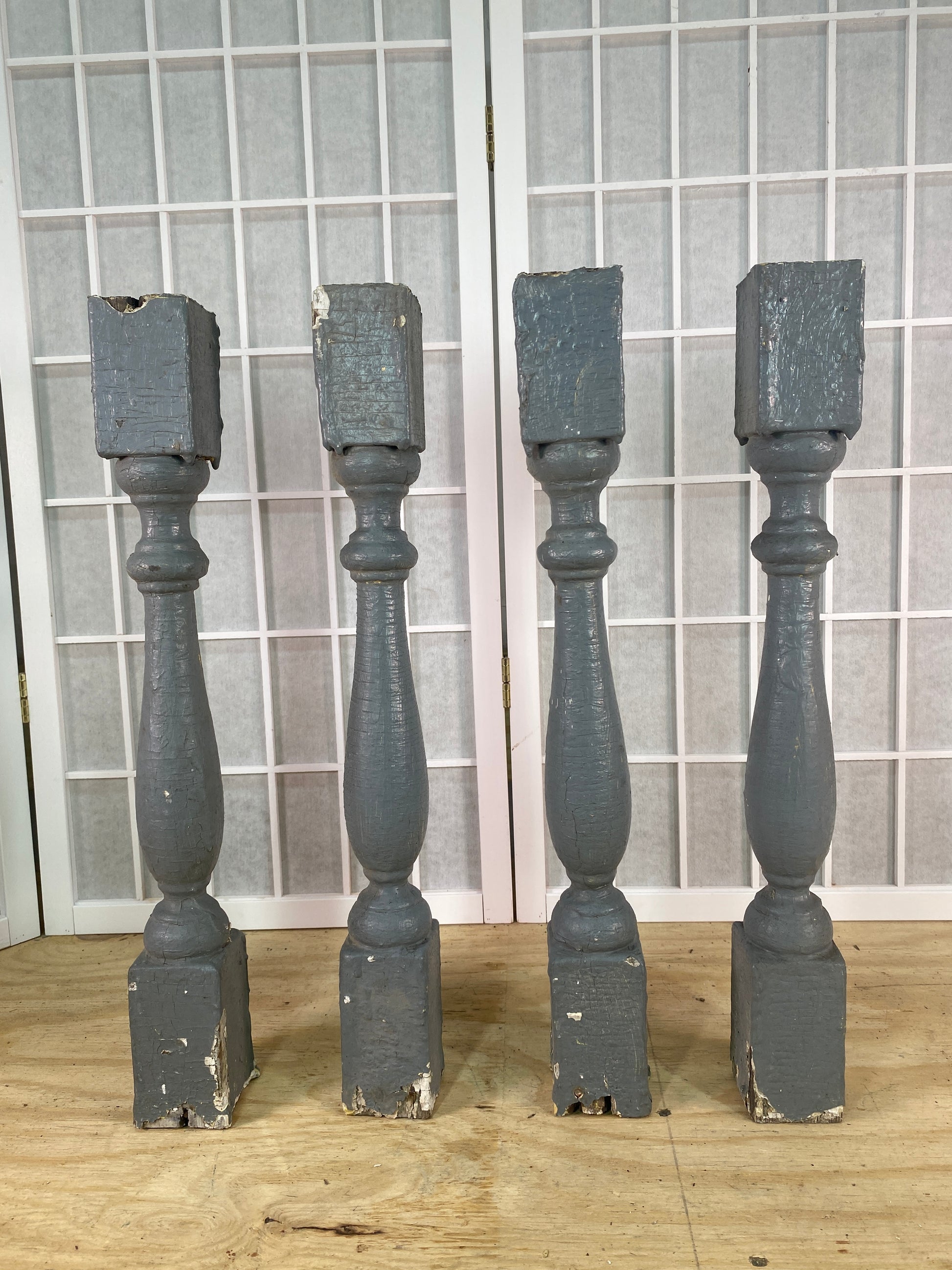 Balusters - 4 Vintage Gray Wood Balusters, Reclaimed Spindles, Architectural Salvage, A by The Old Grainery (Architectural...