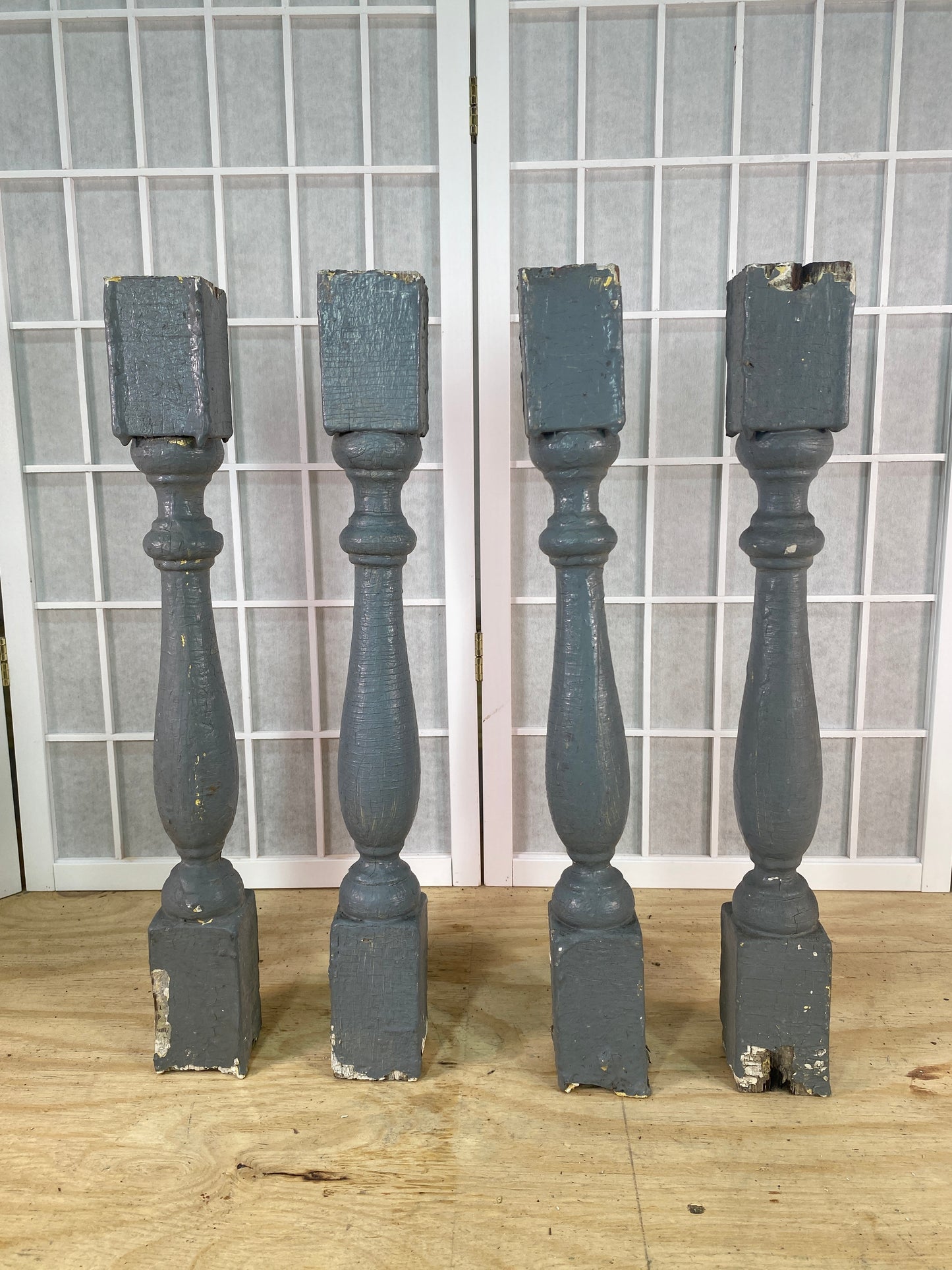 Balusters - 4 Vintage Gray Wood Balusters, Reclaimed Spindles, Architectural Salvage, A by The Old Grainery (Architectural...