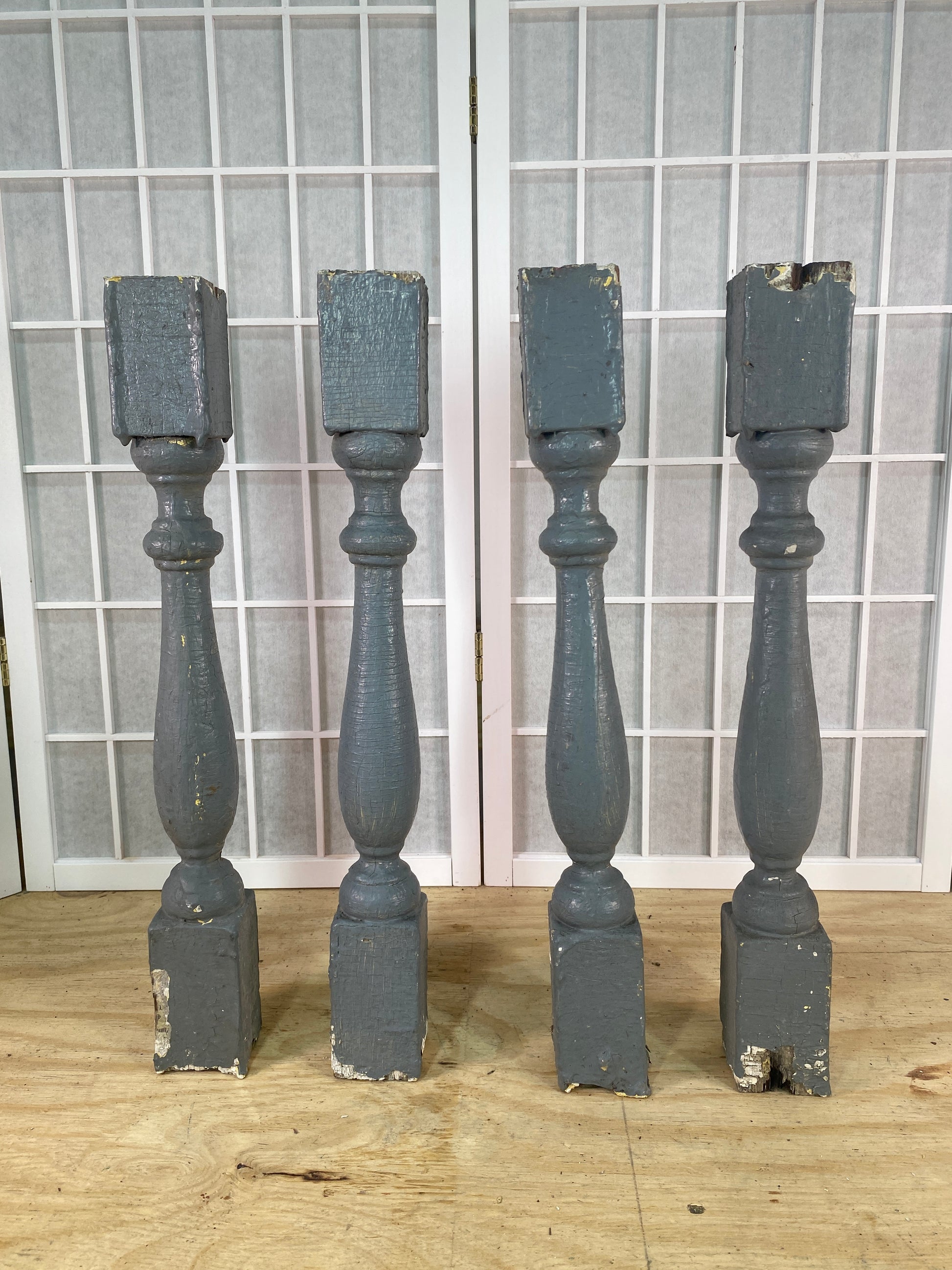Balusters - 4 Vintage Gray Wood Balusters, Reclaimed Spindles, Architectural Salvage, A by The Old Grainery (Architectural...