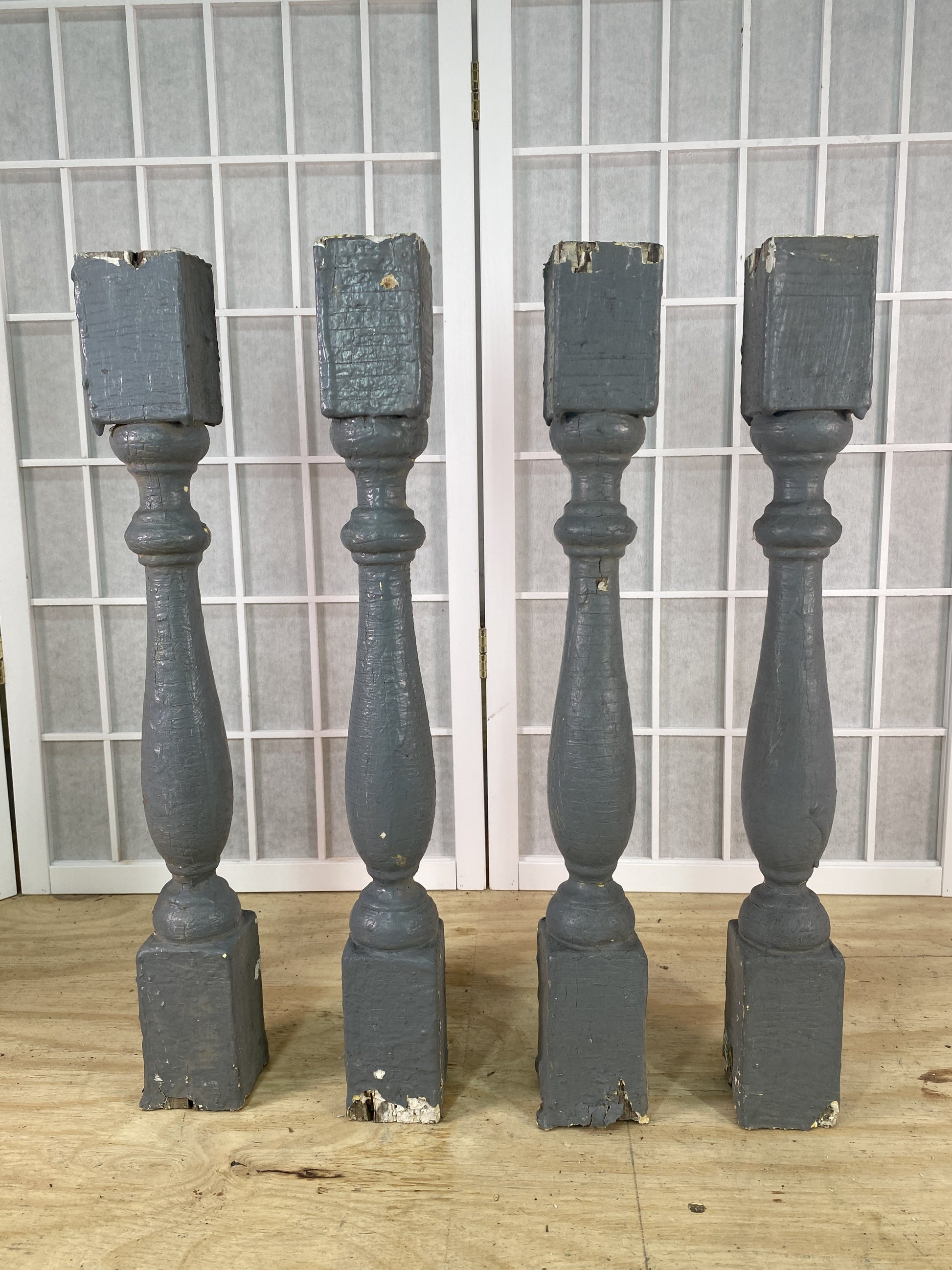 Balusters - 4 Vintage Gray Wood Balusters, Reclaimed Spindles, Architectural Salvage, A by The Old Grainery (Architectural...