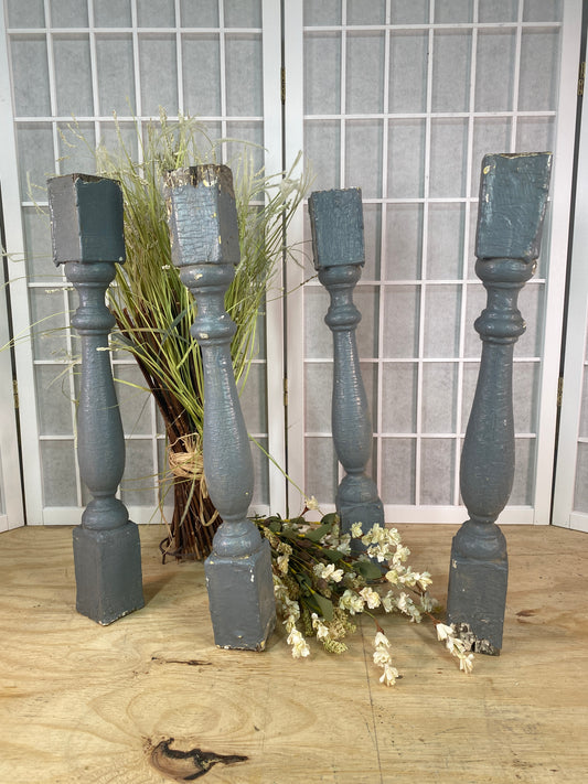 Balusters - 4 Vintage Gray Wood Balusters, Reclaimed Spindles, Architectural Salvage, B by The Old Grainery (Architectural...