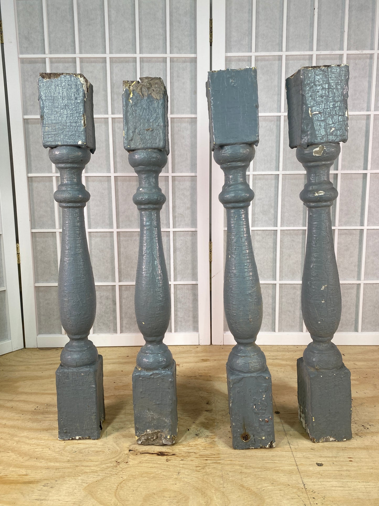Balusters - 4 Vintage Gray Wood Balusters, Reclaimed Spindles, Architectural Salvage, B by The Old Grainery (Architectural...