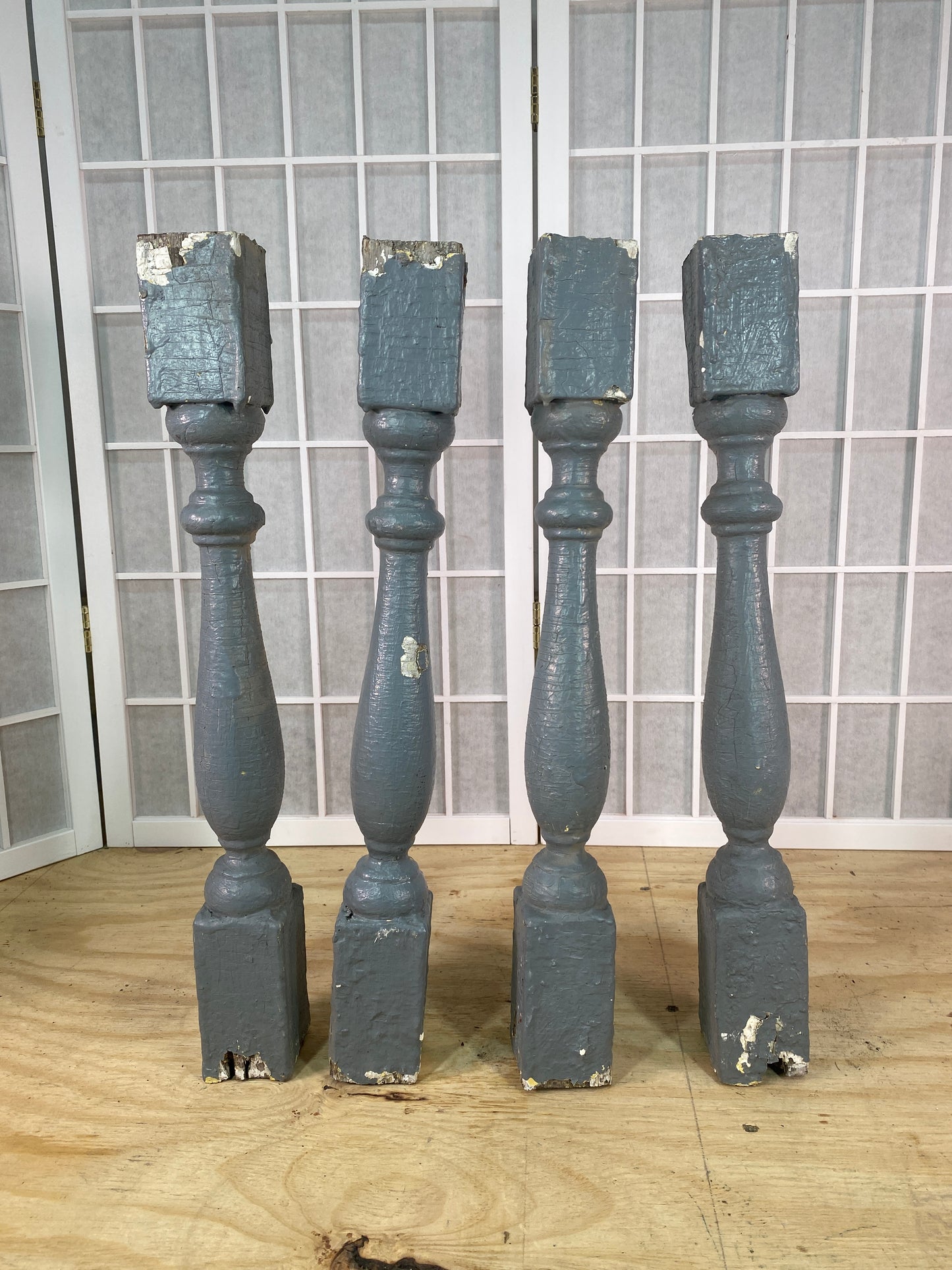 Balusters - 4 Vintage Gray Wood Balusters, Reclaimed Spindles, Architectural Salvage, B by The Old Grainery (Architectural...