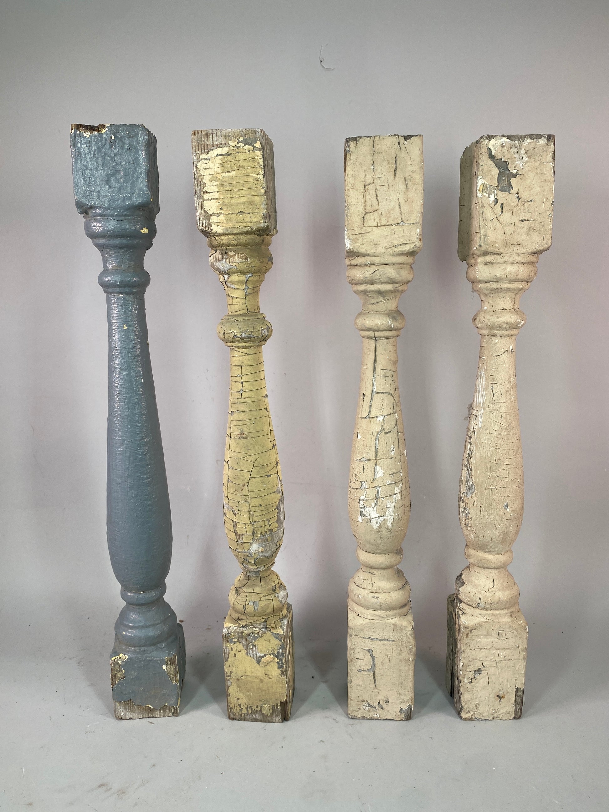 Balusters - 4 Vintage Painted Wood Balusters Architectural Salvage Spindles Porch Trim, A29 by The Old Grainery (art and c...