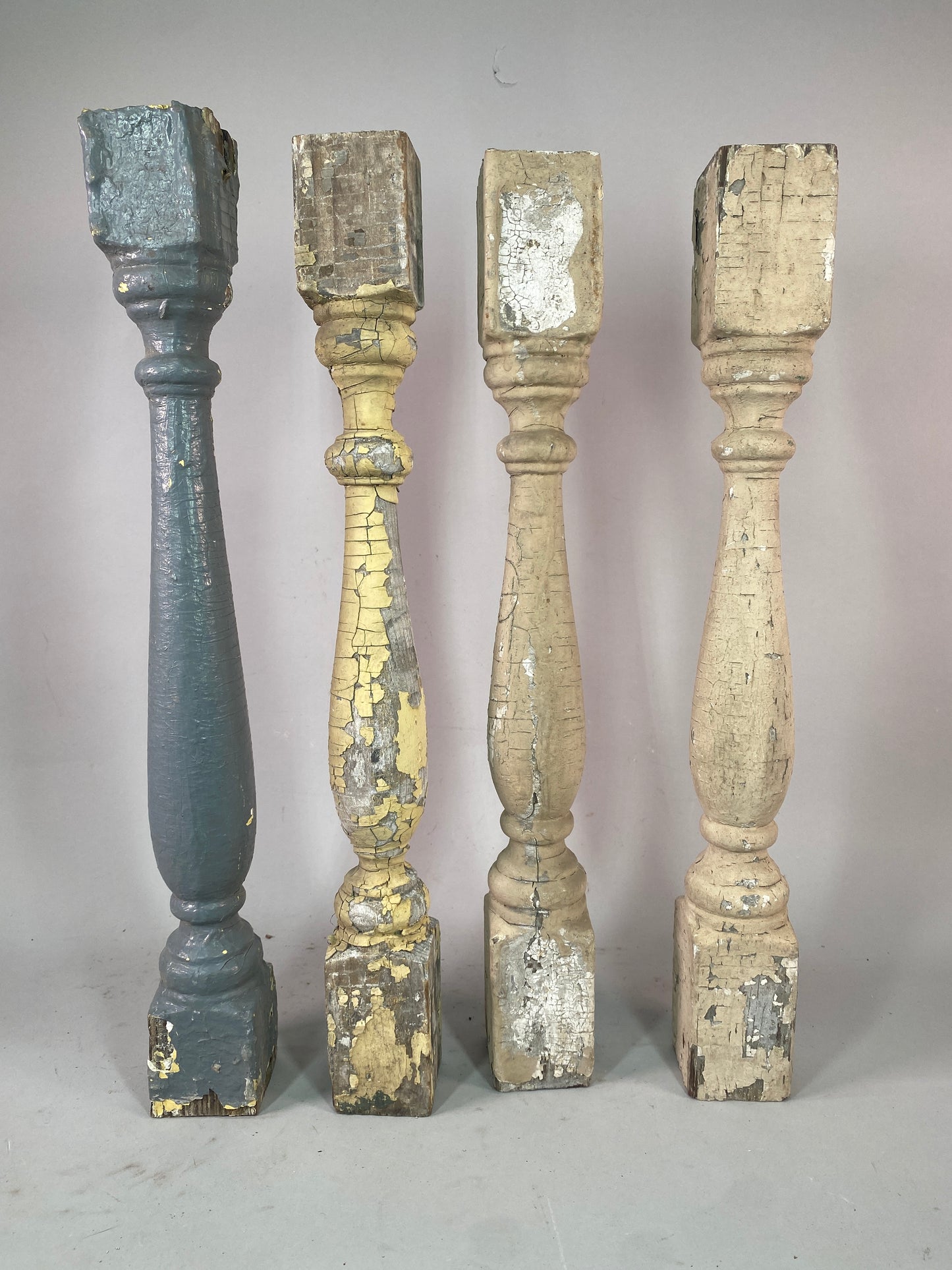 Balusters - 4 Vintage Painted Wood Balusters Architectural Salvage Spindles Porch Trim, A29 by The Old Grainery (art and c...