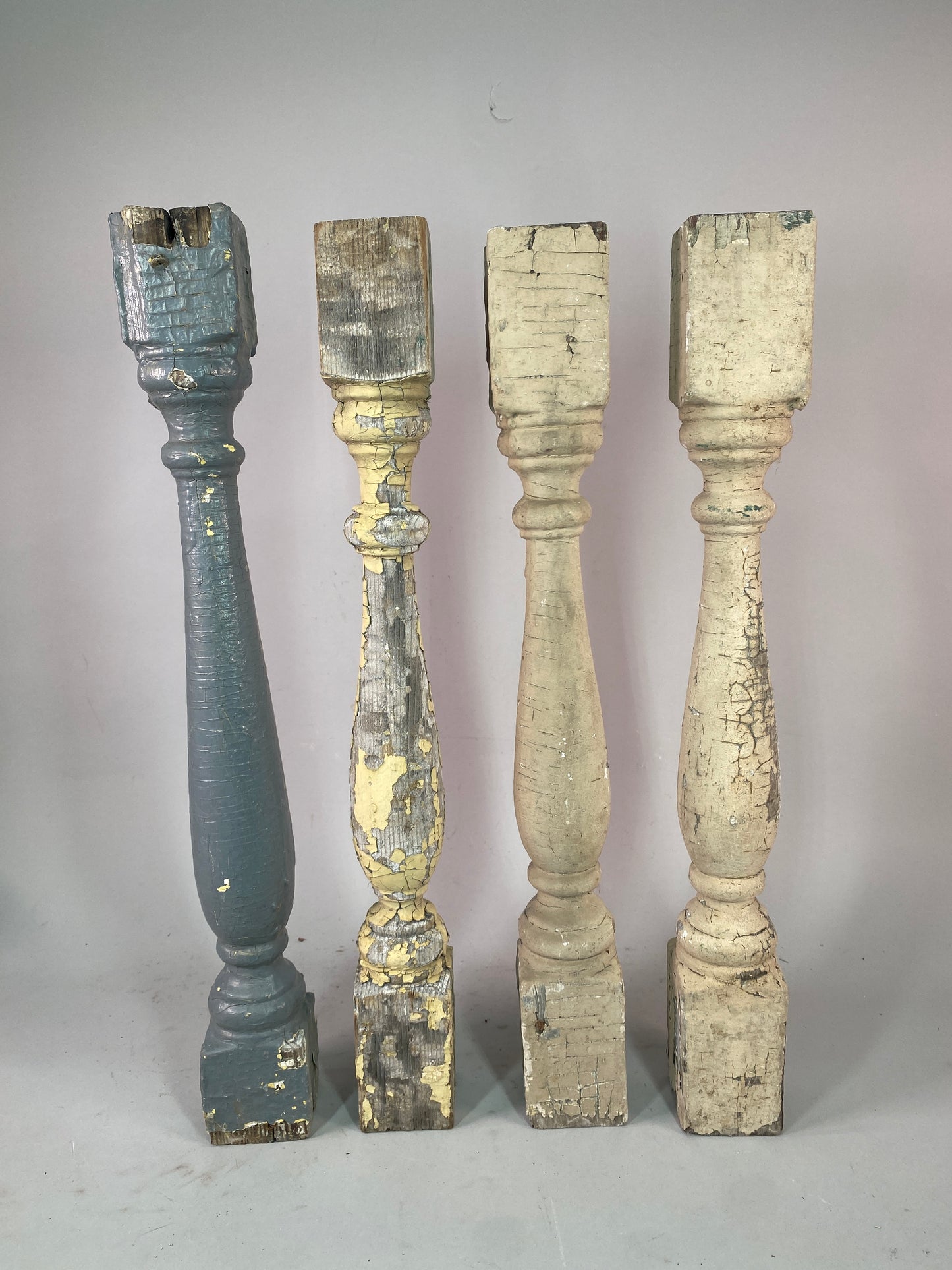 Balusters - 4 Vintage Painted Wood Balusters Architectural Salvage Spindles Porch Trim, A29 by The Old Grainery (art and c...