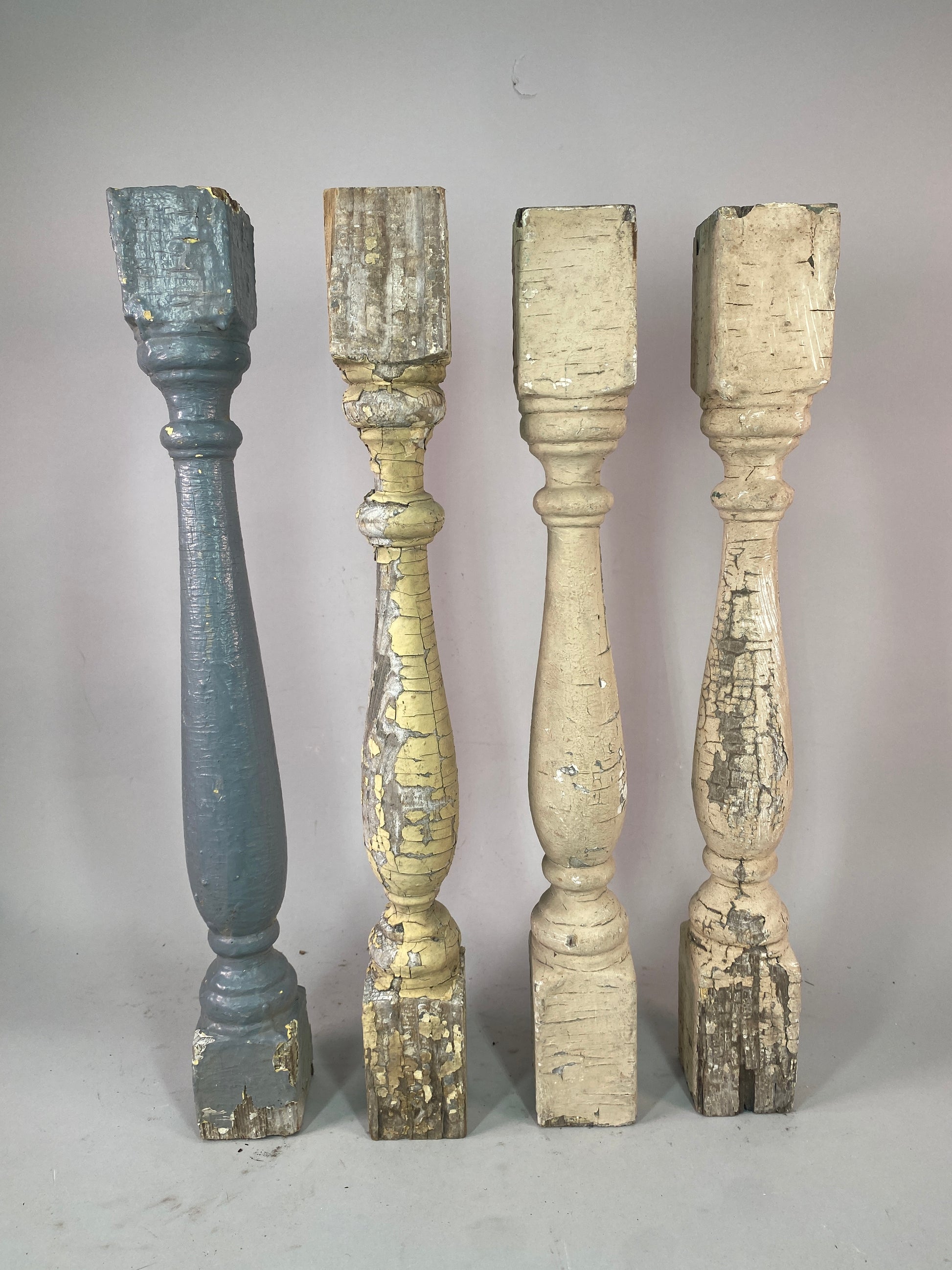 Balusters - 4 Vintage Painted Wood Balusters Architectural Salvage Spindles Porch Trim, A29 by The Old Grainery (art and c...