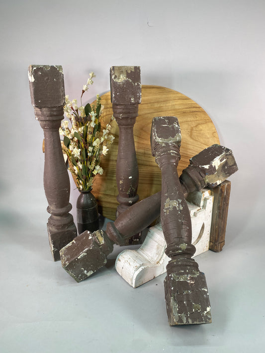 Balusters - 4 Vintage Painted Wood Balusters Architectural Salvage Spindles Porch Trim, Q by The Old Grainery (Architectur...