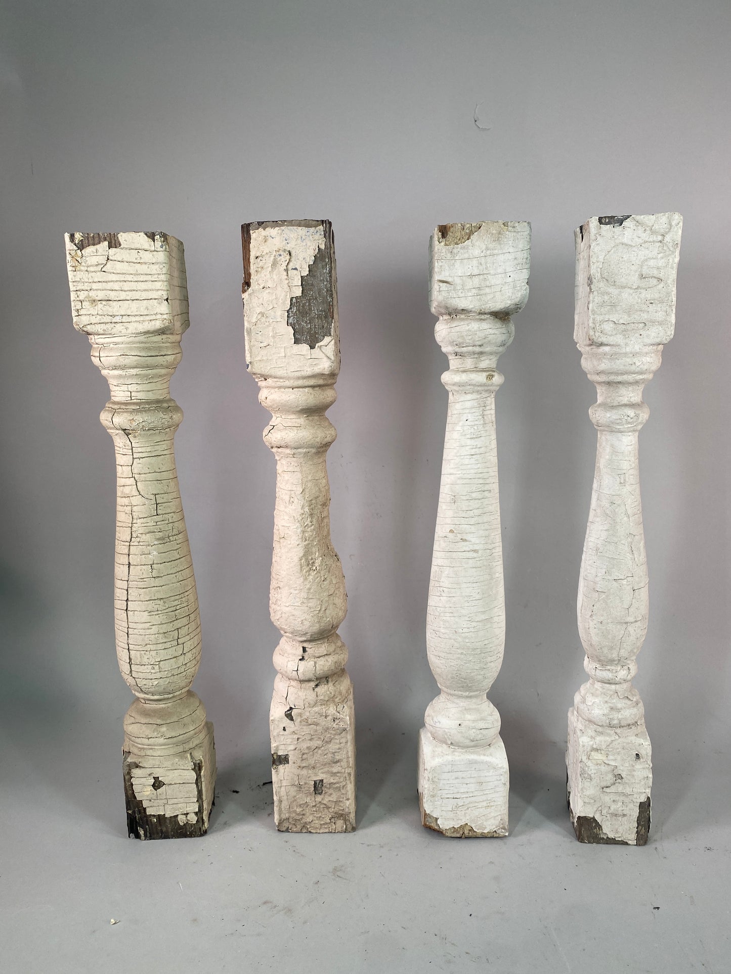 Balusters - 4 White Wood Balusters Reclaimed Spindles Porch Post House Trim, A31A by The Old Grainery (baluster, chippy pa...
