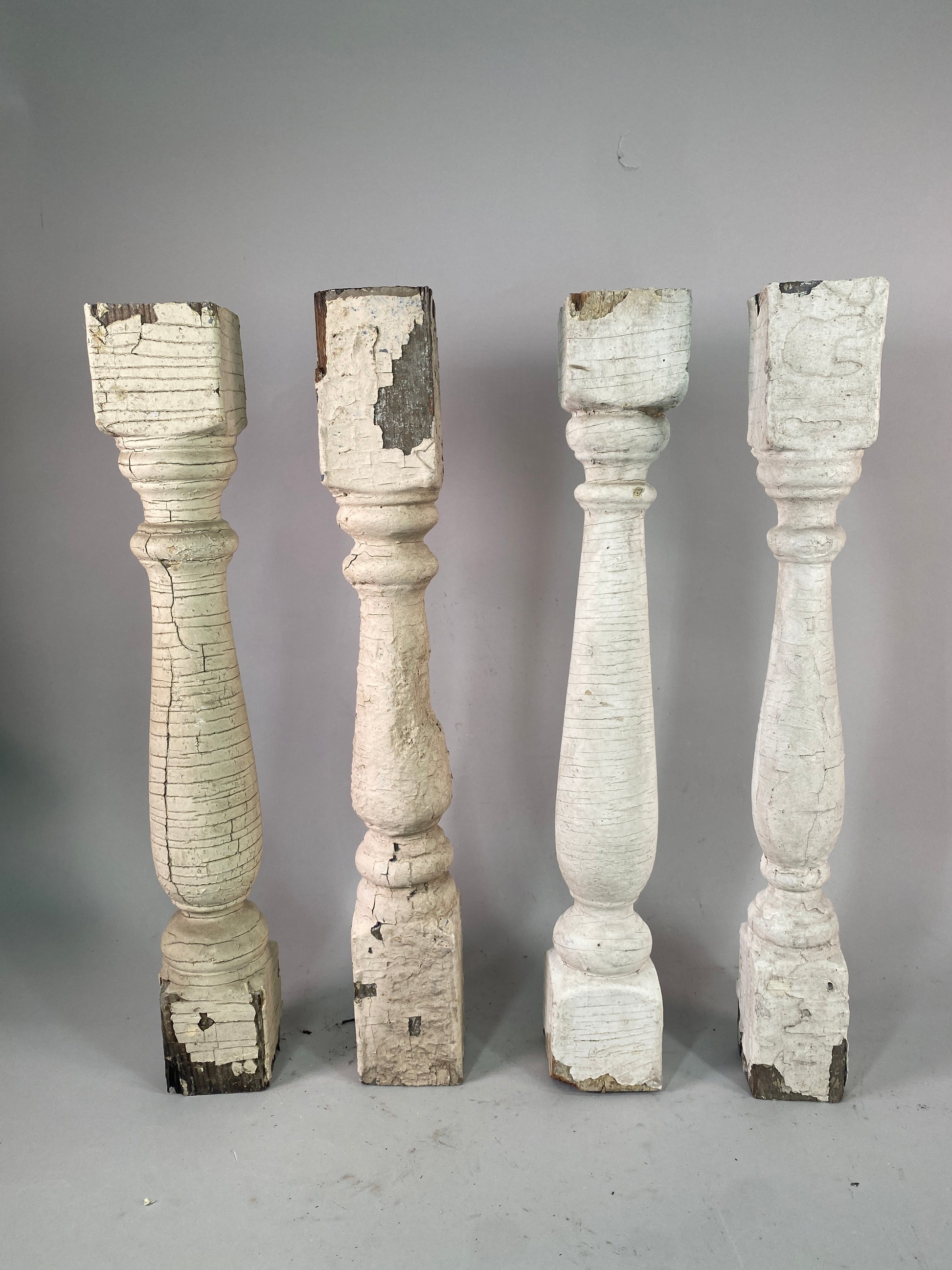Balusters - 4 White Wood Balusters Reclaimed Spindles Porch Post House Trim, A31A by The Old Grainery (baluster, chippy pa...