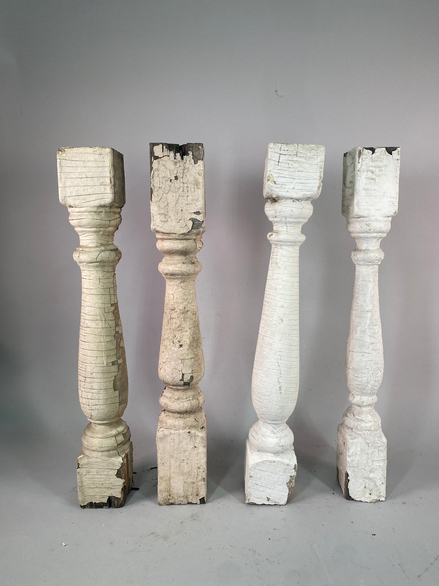 Balusters - 4 White Wood Balusters Reclaimed Spindles Porch Post House Trim, A31A by The Old Grainery (baluster, chippy pa...