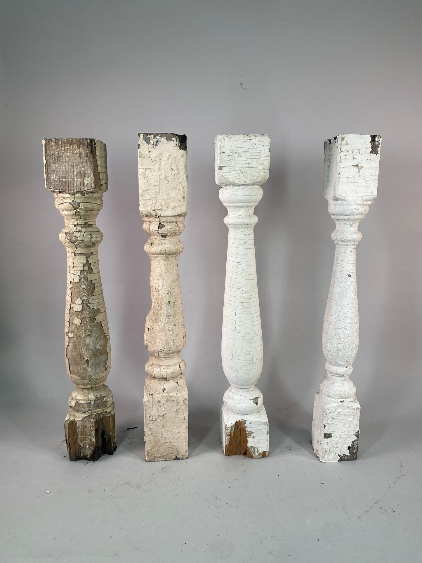 Balusters - 4 White Wood Balusters Reclaimed Spindles Porch Post House Trim, A31A by The Old Grainery (baluster, chippy pa...