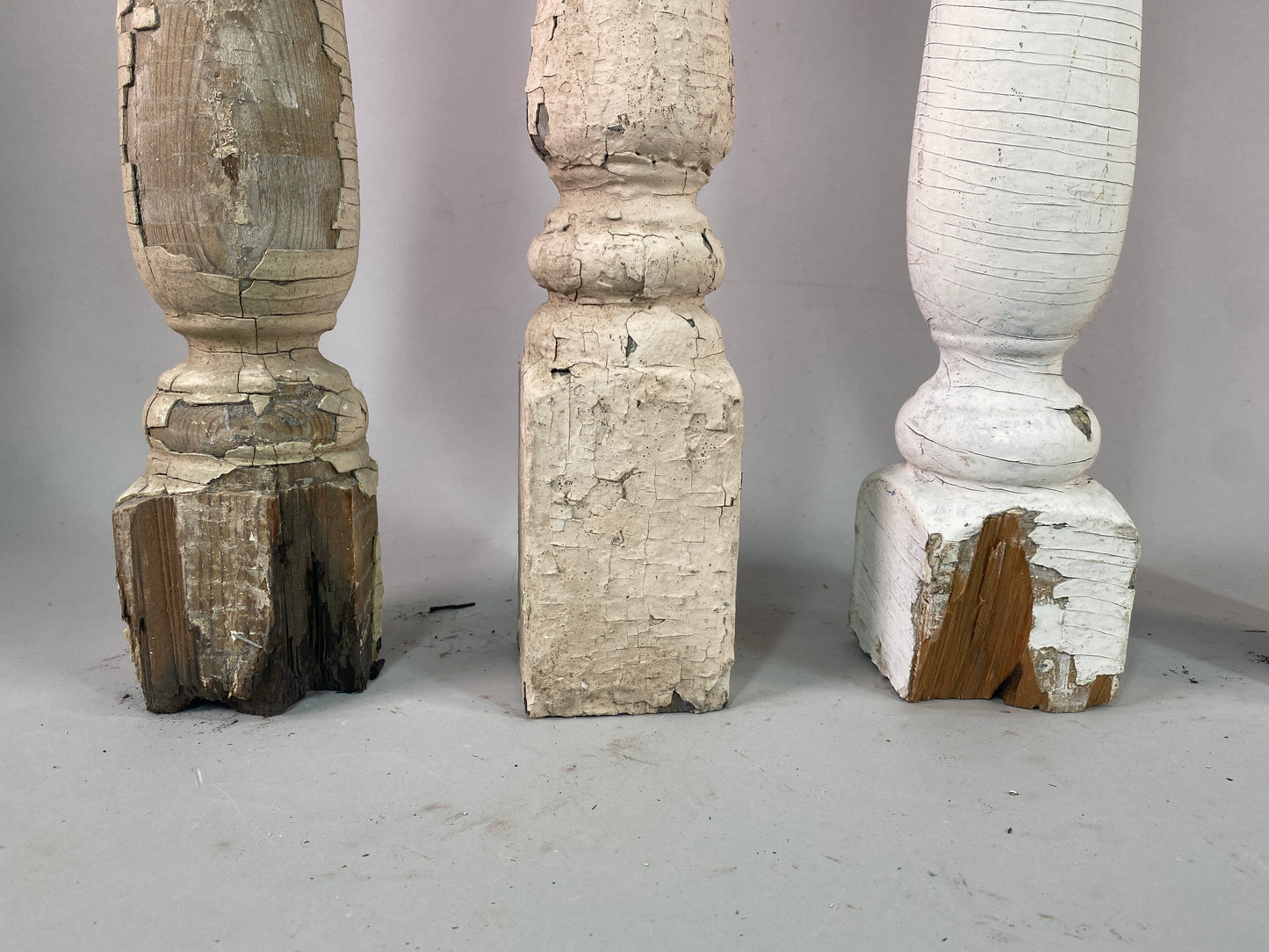 Balusters - 4 White Wood Balusters Reclaimed Spindles Porch Post House Trim, A31A by The Old Grainery (baluster, chippy pa...