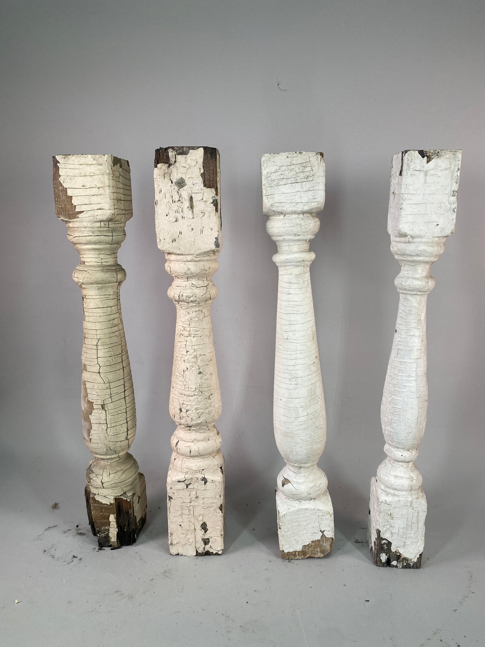 Balusters - 4 White Wood Balusters Reclaimed Spindles Porch Post House Trim, A31A by The Old Grainery (baluster, chippy pa...