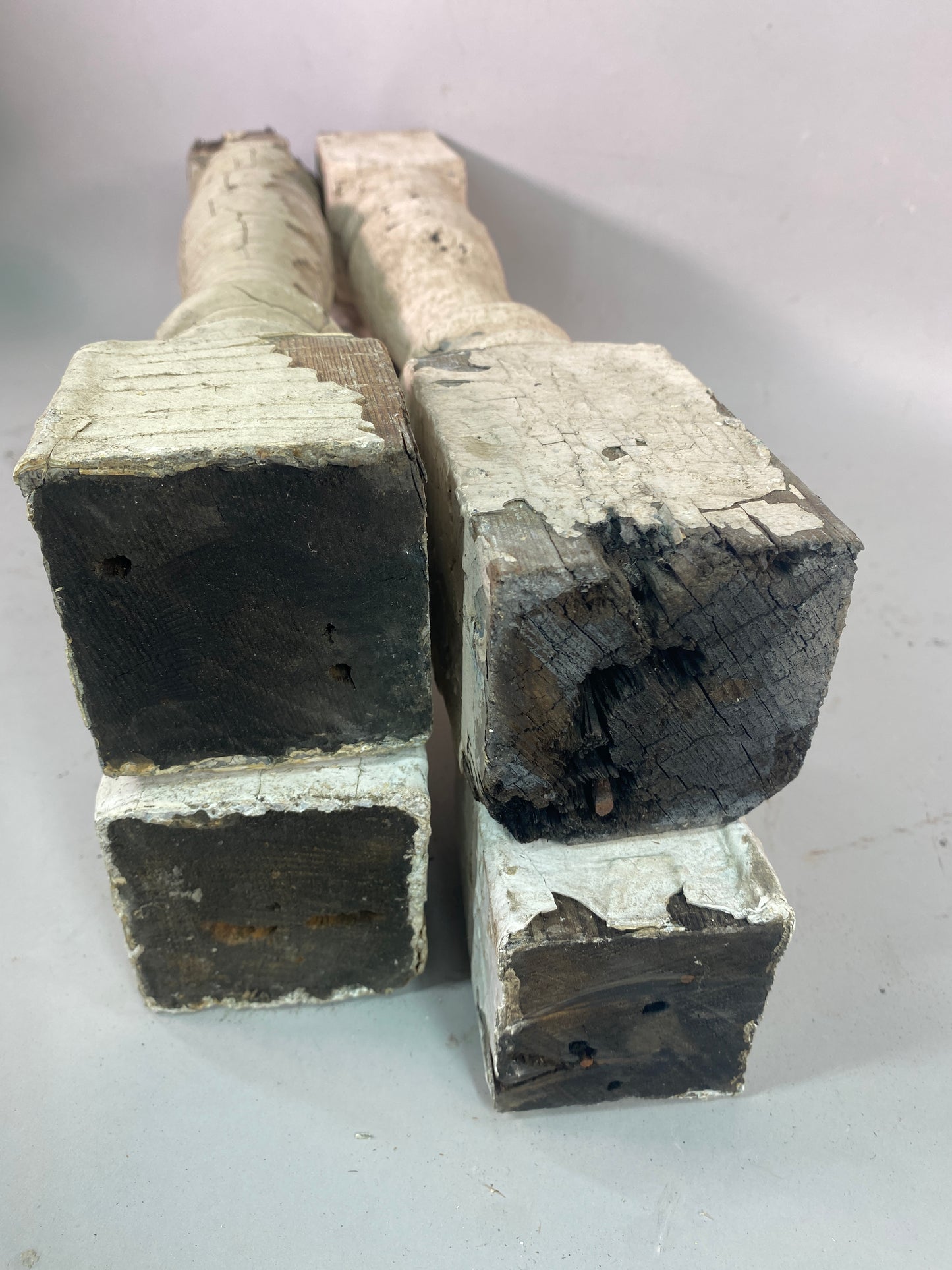 Balusters - 4 White Wood Balusters Reclaimed Spindles Porch Post House Trim, A31A by The Old Grainery (baluster, chippy pa...